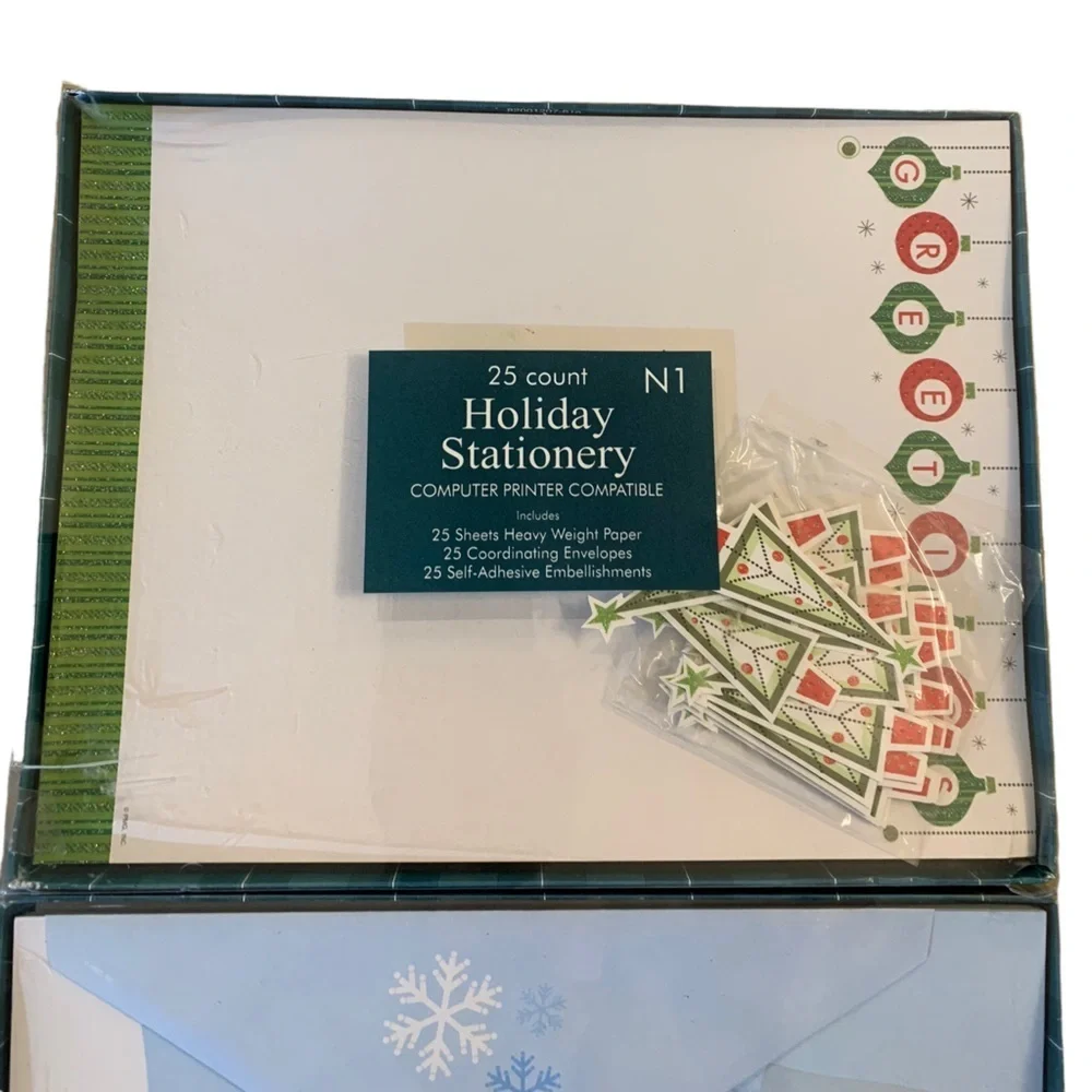 Holiday Christmas Winter New Year’s Stationary Set Two Packs New 25 Piece